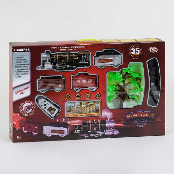 Купить Залізниця на р/у 0662 (8) Play Smart, звуки, підсвічування, дим, 35 елементів, 3 типи траси, в коробці 