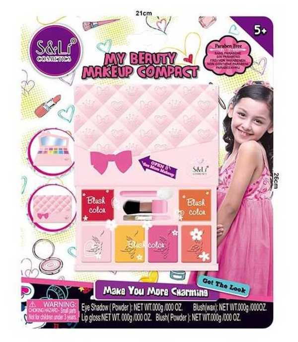 Купить Косметика S 22827 (96/4) 6 тіней, 6 рум'ян, 6 блисків для губ, аплікатор, пензлики, на листі 