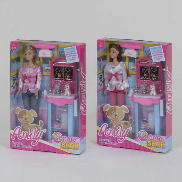 Купити Лялька Ветеринар 99094 (48/2) 2 види, стійка, 2 улюбленці, аксесуари, в коробці