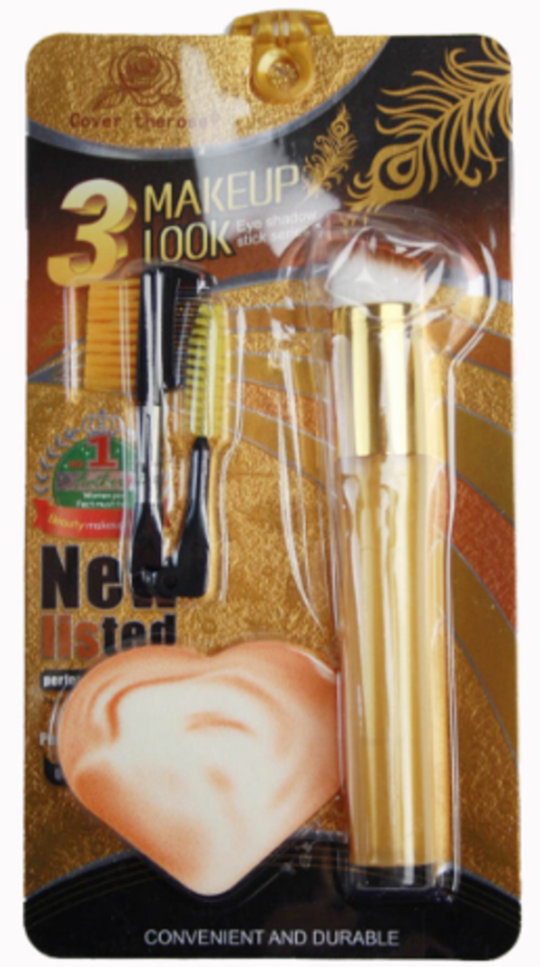 Купить Набір №9 для макіяжу. 3шт на листі (2щітки +1космет. спонж) (19*10)см (360)  