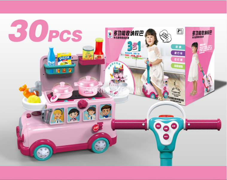 Купить Машинка-толокар музична FUNNY BUS 3-В-1 W018, 3 функції, 30 предметів 