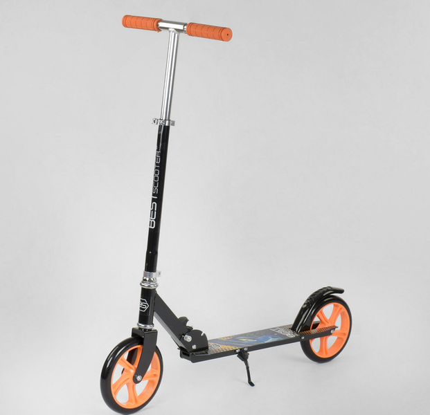 Купить Самокат двоколісний 42714 (4) ЧОРНИЙ, колеса PU, d = 20см, гріпси гумові, довжина дошки 52см, ширина деки 10см, в коробці 