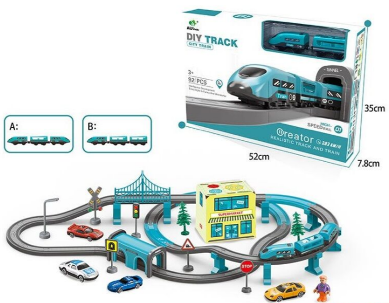 Купить Залізниця AU 6884 AB (18) 92 деталі, локомотив на батарейках, в коробці [Коробка] 
