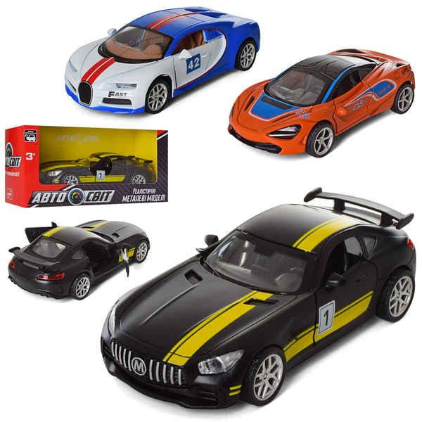 Купить Машина AS-2457 АвтоСвіт, мет., інерц., гум. колеса, відчин.двері, 3 види, кор., 15,5-7,5-6,5 см. 