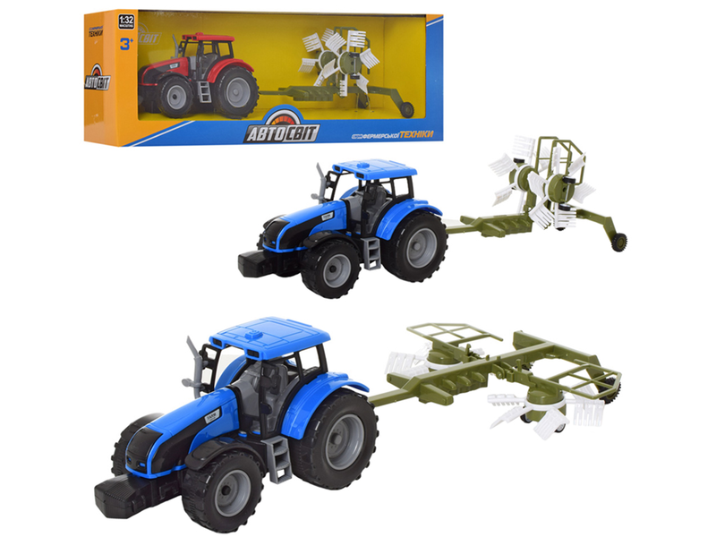 Купить Трактор AS-2017 АвтоСвіт, 1:32, інерц., з причепом, 2 кольори, кор., 48,5-16-11,5 см. 