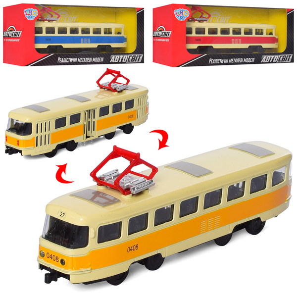 Купить Трамвай AS-2925 АвтоСвіт, мет., інерц., 3кольори, муз.(рос.), світло,бат.(табл.),кор.,19-7,5-5см. 