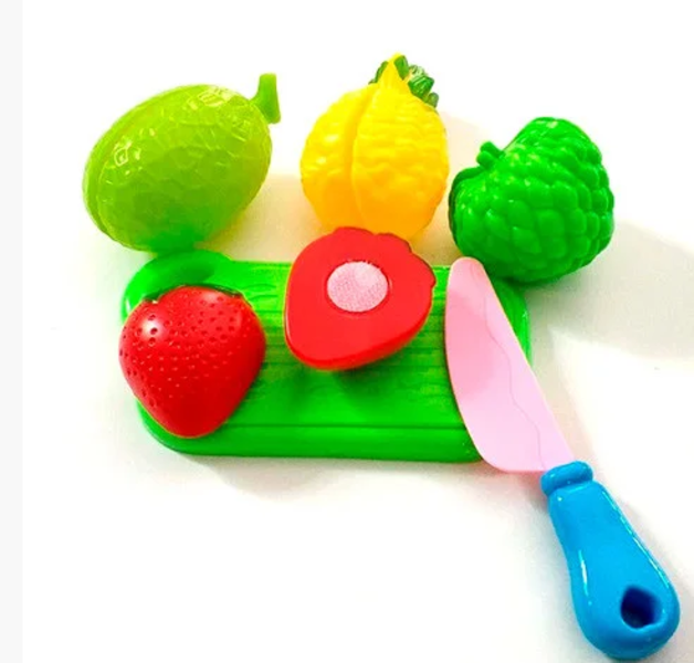 Купить Продукти 533-6 (144шт) на липучці, фрукти 4шт, дощечка, ніж, в пакеті, 18-21-5см 