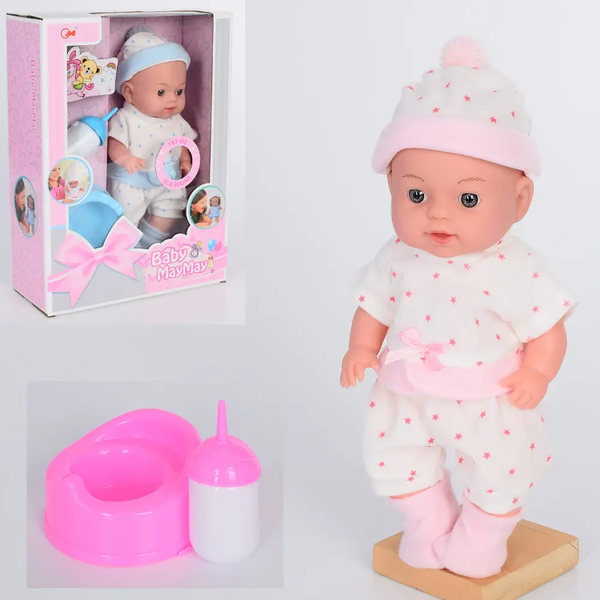 Купить Пупс 330-G горщик, пляшечка, 2 кольори, муз., бат.-таб., кор., 26,5-36-11,5 см. 