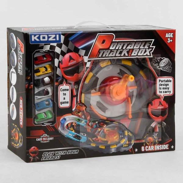 Купить Трек QL 906 (8/2) складаний, обертається платформа, 6 машинок, в коробці 