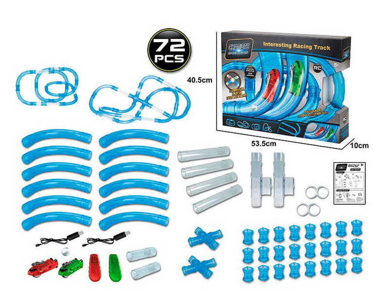 Купить Трек трубопровідний 022-1 (12) на р/у, 2 машинки, 72 елемента, в коробці 