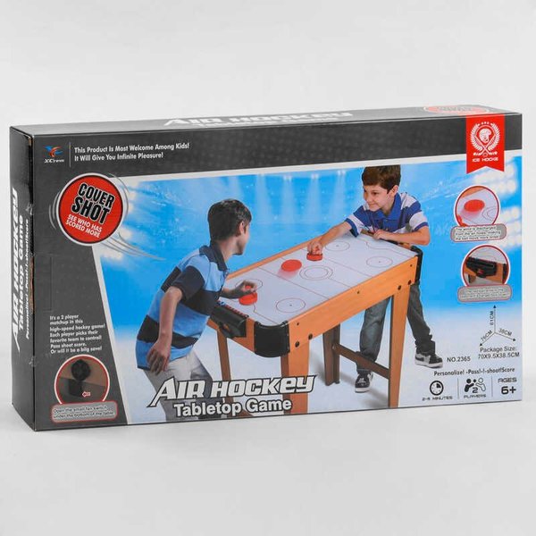 Купить Аерохокей 2365 (6) на батарейках, підлоговий, дерев'яний, рахункове табло, розмір 76 см х 21,5 см х 38 см, в коробці 