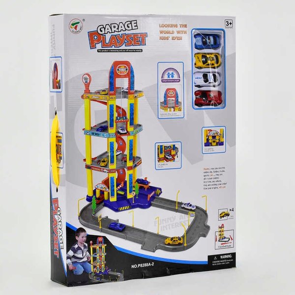 Купить Гараж Р 8488 А-2 (6) 4 машинки, 4 поверхи, ліфт, в коробці 