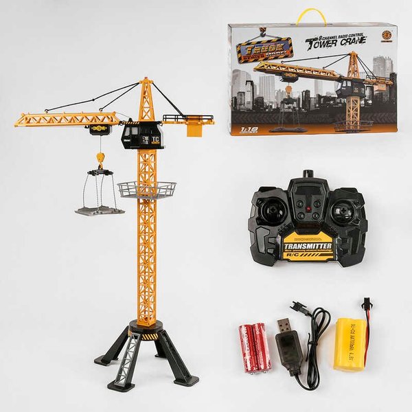 Купить Кран на радіокеруванні 8641 (16) Світло, звук, 2 батареї, акумулятор, висота крана 88 см, в коробці 